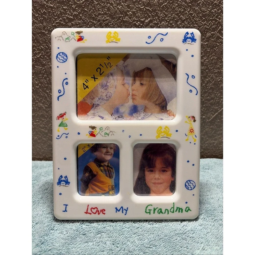 VTG 90s I Love My Grandma 3 Picture Frame Kid Grandma Retro
